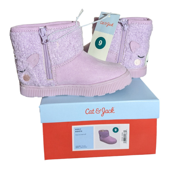 Cat & Jack Other - NWT, Cat & Jack Zip Up Toddler Boots. Light Purple With Fleece, Toddler Size 9